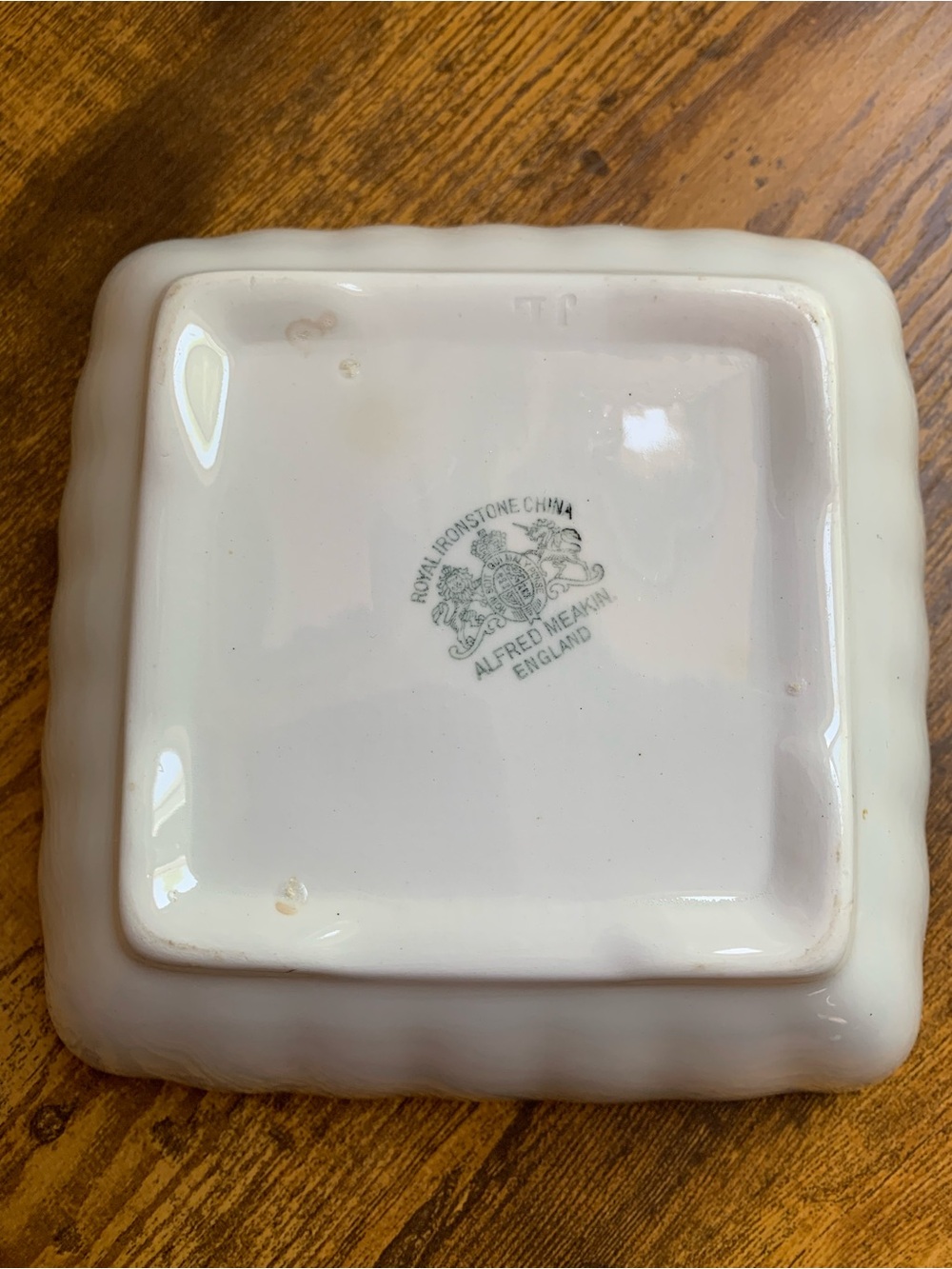 Vintage Antique English Royal Ironstone China Square Scalloped Bowl - Picture 7 of 10